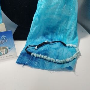 Marahlago Bracelet Larimar Blue Small Bead Bracelet with Adjustable Cord